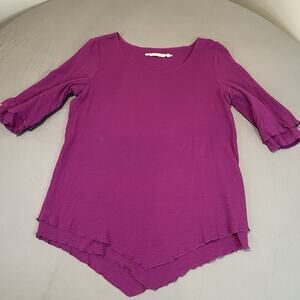 Soft Surroundings Women’s S Purple Siesta Key Tunic 100% Cotton Gauze Tiered Hem
